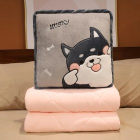 Resim Zhuque Karikatür Yastık Yorgan Çift Amaçlı 2'si 1 Arada Araba Sevimli Katlanır Klima Ofis Için Kalınlaşmış Araba Yastığı (Yurt Dışından) 