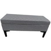 Resim Evimeaksesuar Modern Ağaç Iskeletli 40X100 Cm Puf(Bench) Keten Kaz Tüyü Desenli 