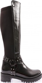 Resim DGN 607-22K Kadin Bilek Tokali Zincir Detayli Arkasi Stretch Knee High Flats Çizme 