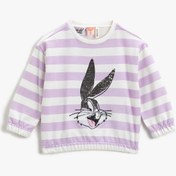 Resim Kız Bebek Bugs Bunny Lisanslı  Pullu Sweatshirt 