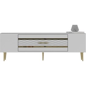 Resim Dekolp2ct Tv Sehpası Beyaz-altın 