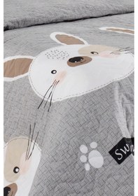 Resim Kapitone Yatak Örtüsü Seti Tek Kişilik Tavşancık A.kahve-gri-pembe A.kahve-gri-pembe 