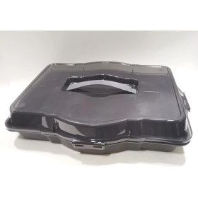 Resim abnturk Füme 3 In 1 Kare Dikdörtgen Yuvarlak Borcam Taşıma Kabı 47X35X12CM Kapaklı Süper Şık Sunum Tepsisi 