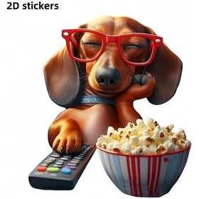 Resim Sunshine022 Komik Sosis Köpek Patlamış Mısır Gözlük Çıkartma 14x14 Cm Araç Dekor 