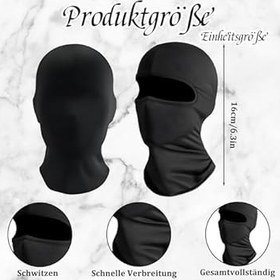 Resim ZexJpr Balaclava 2'li set, siyah, kar maskesi ve kayak maskesi, motosiklet, kayak ve bisiklet gibi açık hava sporları için, rüzgar koruması ve UV koruması, yüksek kaliteli malzemeden 