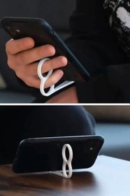 Resim 2 Adet Parmak Halkalı Telefon Tutucu ve Stand - Tek Elle Kullanım, Katlanabilir Masaüstü Telefon Standı - Kaymaz Telefon Aparatı, Çoğu Akıllı Telefon ile Uyumlu (2, Siyah) 