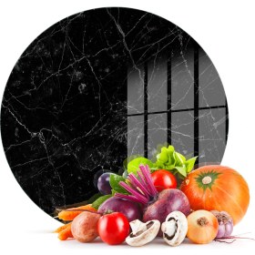 Resim Decovetro Cam Kesme Tahtası Yuvarlak Siyah Granit Desenli 30X30 cm 