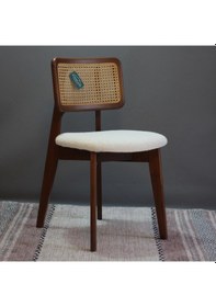 Resim Kleinhaus - Roma Hasırlı Ahşap Sandalye - Mutfak Sandalyesi Açık Ceviz 