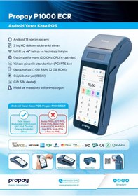 Resim propay P1000 Ecr Android Yazarkasa Pos 4g ve Wifi (Kurulup Kargoya Verilir 