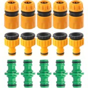 Resim Bahçe Sulama için 15 adet Plastik Hızlı Bağlantı Hortum Aksesuarları - Evrensel Dişli Standart Adaptörler ile Hızlı Çıkarma 1/2" ve 3/4" Musluklar için, Avrupa ve Amerikan Hortum Konnektörleri ile Uyumlu, Sarı & Yeşil, Dayanıklı & Kolay Tutuş Tasarımı Etkili Su Yönetimi İçin, Sulama Sistemi Parçaları 