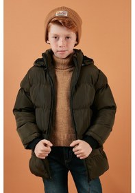 Resim Lela Içi Peluş Astarlı Çıkarılabilir Kapüşonlu Şişme Erkek Çocuk Mont 5763038 Haki 