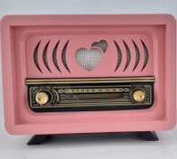 Resim Nostaljik Radyo Pembe Renk USB ve Bluetooth'lu K02 