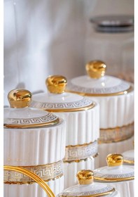 Resim Acar Eva Gold Metal Standlı Baharatlık 7'li Çok Renkli 