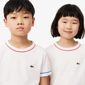 Resim Lacoste Çocuk Bisiklet Yaka Krem T-Shirt 