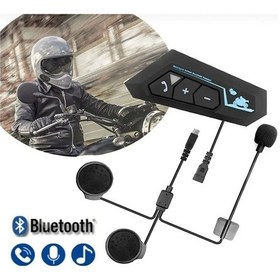 Resim Bluetooth 5.0 Motosiklet Mikrofonu Uyumlu Kask İçin Kulaklık İntercom Bluetooth Interkom 