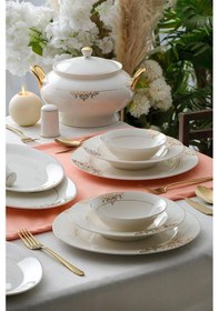 Resim Acar Rosaline 60 Parça 12 Kişilik Gold Porselen Yemek Takımı Ncy-06210 Altın 