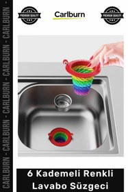 Resim Carlburn #Süzgeç Lavabo Tıkanıklık Önleyici Hijyenik Dayanıklı Temizlik Renkli 6 Kademeli Lavabo Süzgeci 