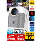 Resim Yüksek Çözünürlük Android Tv Projeksiyon Cihazı, 4k, Auto Focus, Kablosuz Bağlantı 