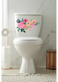 Resim Soft Renkli Çiçekler Klozet Kapağı Ve Banyo Sticker Seti 