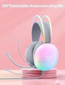 Resim Mikrofonlu Oyun Kulaklıkları, RGB Gökkuşağı LED Işık, PS4/PS5/MAC/XBOX/Dizüstü Bilgisayar için PC Kablolu Hafif Oyun Kulaklığı, 3,5 mm Ses Aşırı Kulak Kulaklığı, Stereo Surround, Otomatik Ayarlama 