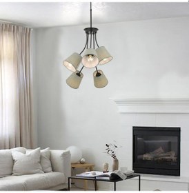 Resim Lara 5 Kollu Şapkalı Modern Retro Sarkıt Yatak Odası Salon Avize 