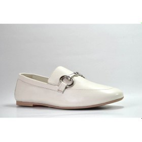 Resim Onlo Ayakkabı 23FR.106 Hakiki Deri Bej Tokalı Kadın Babet Bej 