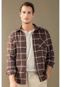 Resim DeFacto Regular Fit Polo Yaka Kareli Flanel Uzun Kollu Gömlek E2763AX24WNBN336 