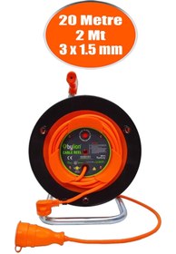 Resim Badem10 Cca Kablo 20 Metre Seyyar Makaralı Uzatma Kablosu Termal Sigortalı 3x1.5 Mm 2 Metre Dişi Fiş 