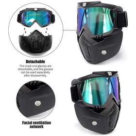 Resim Motosiklet Maskesi Motosiklet Maskesi Çıkarılabilir Gözlük Rüzgar Ve Sis Maskesi Motocross İçin 
