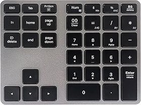 Resim Genel +BT5.0 Çift modlu Sayısal Klavye 35 Tuşlu Finansal Muhasebe Klavyesi Alüminyum Alaşımlı Kabuk Dahili 300mAh Pil Siyah 