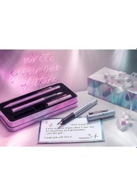 Resim Faber Castell Grip Edition Dolma Kalem-tükenmez Kalem Matal Kutu Hediye Seti Violet Glam Çok Renkli 