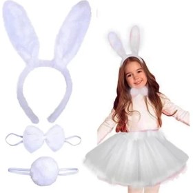 Resim Tavşan Kostüm Seti Beyaz Renk Çocuk Boy 