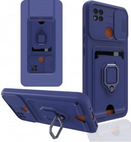 Resim AQUA AKSESUAR Xiaomi Redmi 9c Kılıf Ipli Ve Lens Korumalı Renkli Yüzüklü Askılı Telefon Kılıfı - Lacivert 