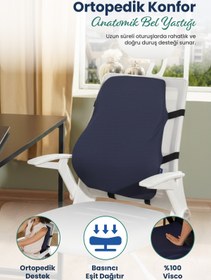 Resim ORPEDOX Anatomik Ortopedik Visco Bel Destek Yastığı Kilitli Sabitleme Lastiği, Ofis, Araba 