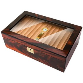 Resim Lubinski Camlı Humidor Puro Kutusu Maun Lake 70s 