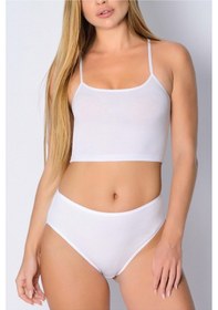 Resim Penye Likralı Bikini Beyaz 