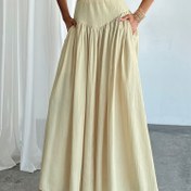Resim Şık Kadın Uzun Eğimli Etek, Düz Renk, Polyester, Kemer Olmadan, Düzenli Kesim, A-Kayış, 95g/m², Bahar/Yaz için 