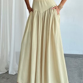 Resim Şık Kadın Uzun Eğimli Etek, Düz Renk, Polyester, Kemer Olmadan, Düzenli Kesim, A-Kayış, 95g/m², Bahar/Yaz için 
