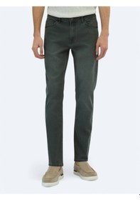 Resim Kip Koyu Yeşil Slim Fit Denim Pamuk Karışımlı Pantolon Koyu Yeşil 