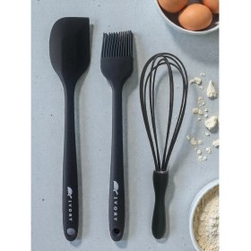 Resim Multiamo Isıya Dayanıklı Silikon Büyük Boy Tatlı-Pasta Hazırlık Seti Sivri Spatula/yumurta Fırçası/çırpıcı 