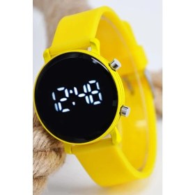 Resim Sonsuzsaat 6-14 Yaş Sarı Renk Unisex Çocuk Kadın LED Dijital Kol Saati Sarı Silikon Kordonlu Şık Spor Saat 