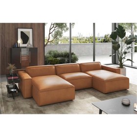 Resim hoom concept ORLANDO DERİ ÜÇLÜ ÇİFT KÖŞELİ KOLTUK 