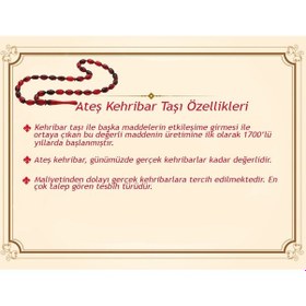Resim 925 Ayar Gümüş Püsküllü Küre Kesim Bala-siyah Ateş Kehribar Tesbih 