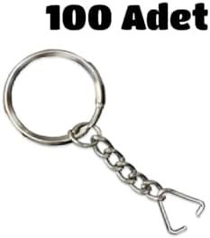 Resim Flea Market 100Lü Anahtarlık Halkası Zincirli, Tek Ebat, 100lü3gen, Gümüş, üniseks-yetişkin 