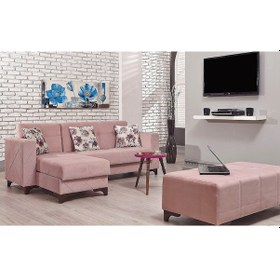 Resim Sadeceonda Yıldız Pudra Pembe Mini L Köşe Takımı 