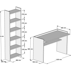 Resim Bimossa T7020 Mahpeyker Kitaplık ve Çalışma Masası Ceviz Beyaz 