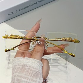 Resim 1 Çift ORİJİNAL Kadın Altın Tonlu Çerçevesiz Gözlük - Reçetesiz Yuvarlak, Metal Menteşeli Minimalist Lüks Parti ve Düğünler için Aylık Takımı (Kılıf Hariç) 