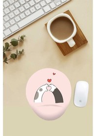 Resim Kalp Yapan Kedi Patileri Desenli Bilek Destekli Mouse Pad Mousepad 