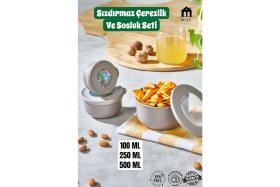 Resim Muf Home 3'lü Şeffaf Pencereli Kahvaltılık ve Çerezlik Saklama Kabı Seti - Bpa Içermez Sızdırmaz Kapak 100ML 250ML 500ML 