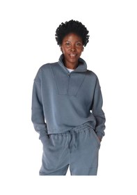 Resim Sweaty Betty Sweaty Betty Sand Wash Funnel Neck Half Zip Kadın Mavi Sweatshirt 5133 Mavi 